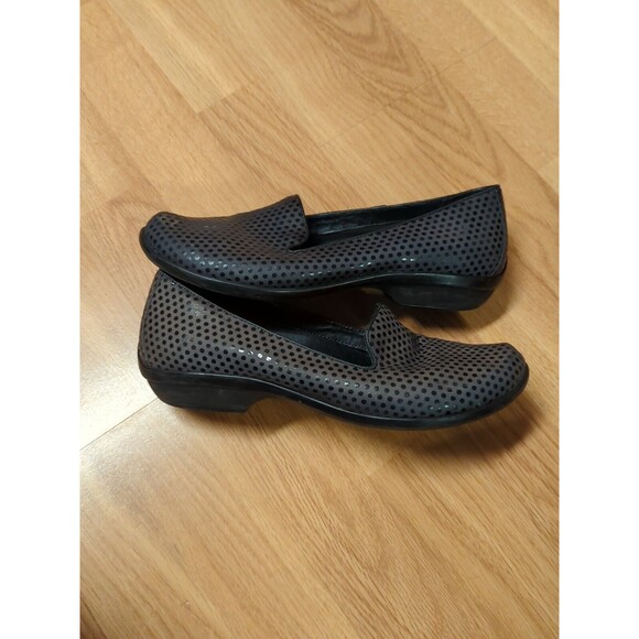 Dansko Olivia Leather Flats Womens 39 Gray Black Confetti Polka Dot Slipper - Picture 9 of 12